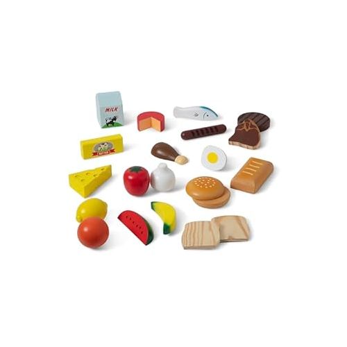 Melissa & Doug Food Groups - 21 Wooden Pieces and 4 Crates, Multi - Play Food Sets For Kids Kitchen, Pretend Food, Toy Food For Toddlers And Kids Ages 3+