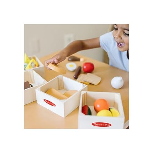  Melissa & Doug Food Groups - 21 Wooden Pieces and 4 Crates, Multi - Play Food Sets For Kids Kitchen, Pretend Food, Toy Food For Toddlers And Kids Ages 3+