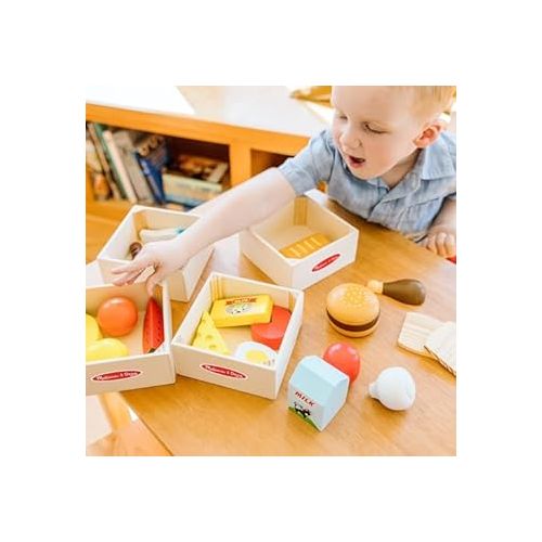  Melissa & Doug Food Groups - 21 Wooden Pieces and 4 Crates, Multi - Play Food Sets For Kids Kitchen, Pretend Food, Toy Food For Toddlers And Kids Ages 3+