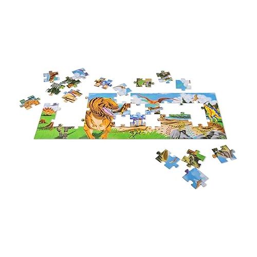  Melissa & Doug Land of Dinosaurs Floor Puzzle (48 pcs, 4 feet long) - FSC Certified