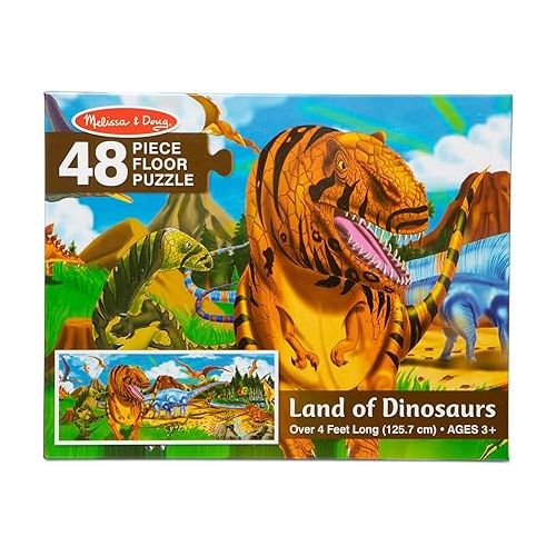  Melissa & Doug Land of Dinosaurs Floor Puzzle (48 pcs, 4 feet long) - FSC Certified