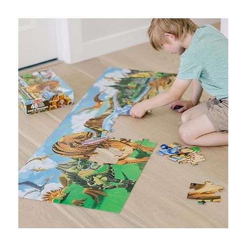  Melissa & Doug Land of Dinosaurs Floor Puzzle (48 pcs, 4 feet long) - FSC Certified