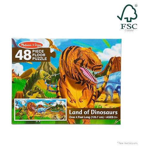 Melissa & Doug Land of Dinosaurs Floor Puzzle (48 pcs, 4 feet long) - FSC Certified