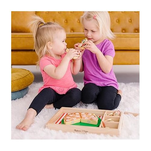  Melissa & Doug Wooden Pizza Play Food Set With 36 Toppings - Pretend Food And Pizza Cutter/ Toy For Kids Ages 3+