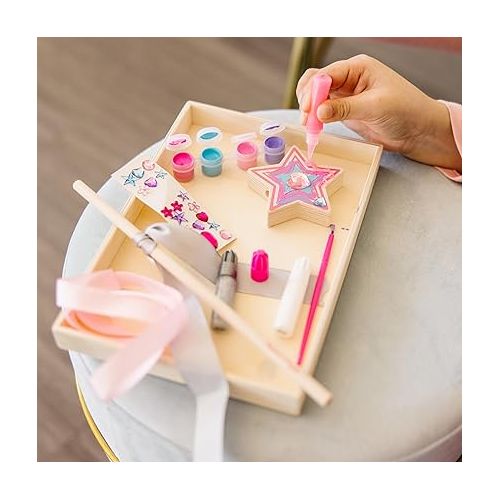  Melissa & Doug Created By Me! Paint & Decorate Your Own Wooden Princess Wand Craft Kit, Pink - Great For Rainy Days, Toys For Kids Ages 4+