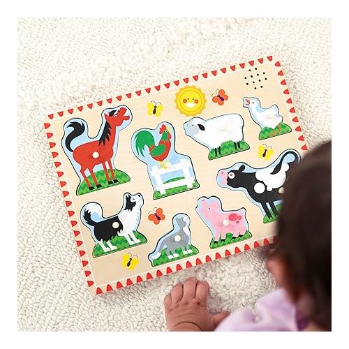  Melissa & Doug Farm Animals Sound Puzzle - Wooden Peg Puzzle With Sound Effects (8 pcs)