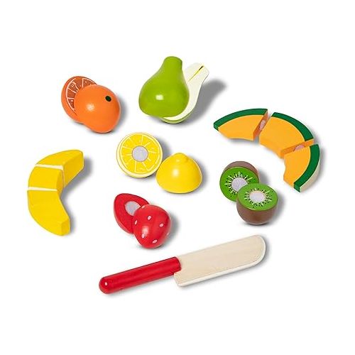  Melissa & Doug Cutting Fruit Set - Wooden Play Food Kitchen Accessory, Multi - Pretend Play Accessories, Wooden Cutting Fruit Toys For Toddlers And Kids Ages 3+