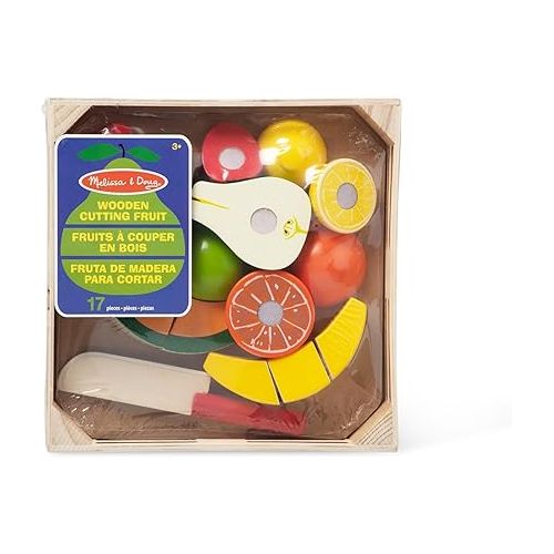  Melissa & Doug Cutting Fruit Set - Wooden Play Food Kitchen Accessory, Multi - Pretend Play Accessories, Wooden Cutting Fruit Toys For Toddlers And Kids Ages 3+