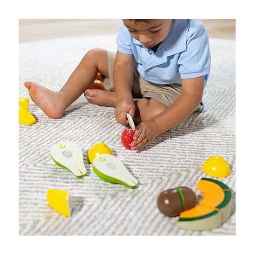  Melissa & Doug Cutting Fruit Set - Wooden Play Food Kitchen Accessory, Multi - Pretend Play Accessories, Wooden Cutting Fruit Toys For Toddlers And Kids Ages 3+