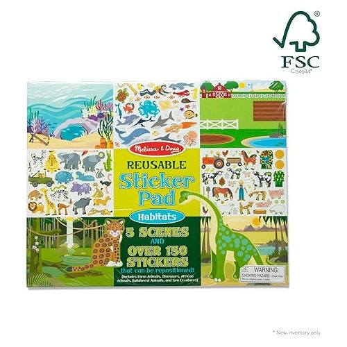  Melissa & Doug Reusable Sticker Pad: Habitats - 150+ Reusable Stickers - FSC Certified