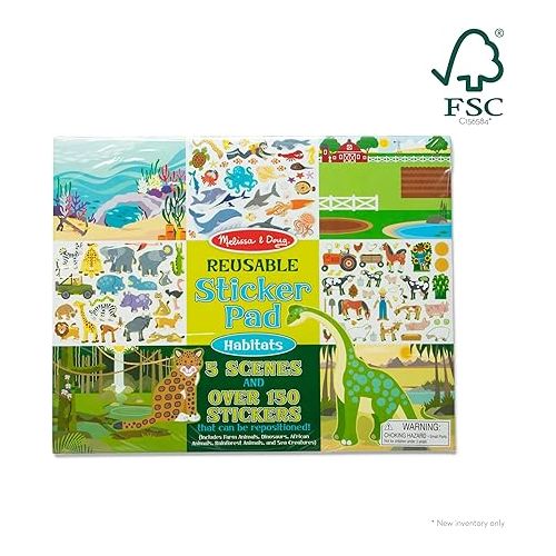  Melissa & Doug Reusable Sticker Pad: Habitats - 150+ Reusable Stickers - FSC Certified