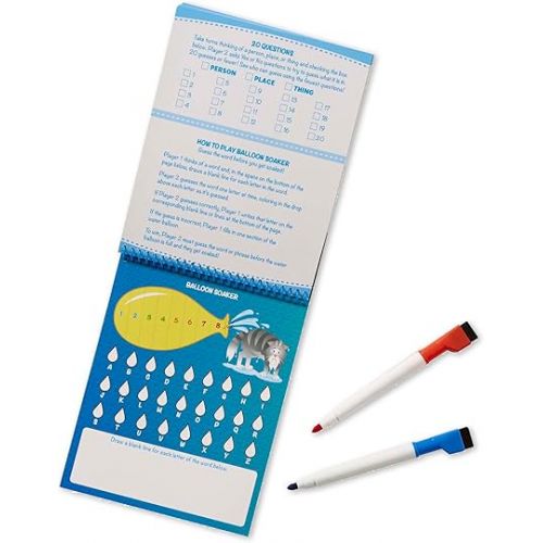  Melissa & Doug On the Go Game On! Reusable Games Wipe-Off Activity Pad Reusable Travel Toy with 2 Dry-Erase Markers - FSC Certified