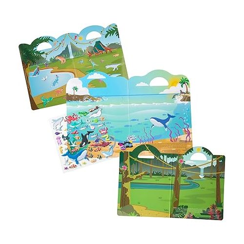  Melissa & Doug Reusable Puffy Sticker Wild Adventures Play Set 3-Pack (118 Stickers: Safari, Dinosaur, Ocean) - FSC Certified