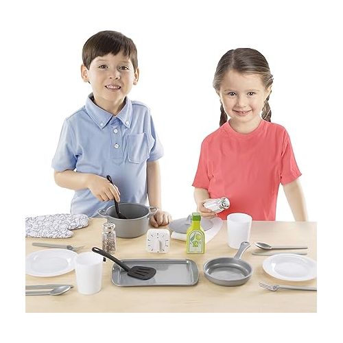  Melissa & Doug 22-Piece Play Kitchen Accessories Set - Utensils, Pot, Pans, and More