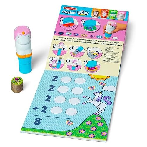  Melissa & Doug Sticker Wow!™ Unicorn Bundle: Sticker Stamper, 24-Page Activity Pad, 600 Total Stickers, Arts and Crafts Fidget Toy Collectible Character