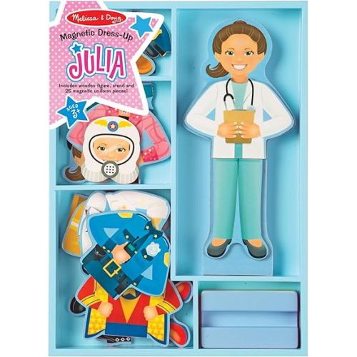  Melissa & Doug Julia Magnetic Dress-Up Wooden Doll Pretend Play Set (25+ pcs)