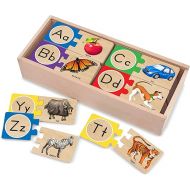 Melissa & Doug Self-Correcting Alphabet Wooden Puzzles With Storage Box (52 pcs) - ABC Puzzles, Wooden Alphabet Puzzle For Kids Ages 4+