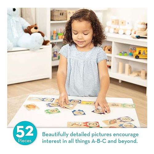  Melissa & Doug Self-Correcting Alphabet Wooden Puzzles With Storage Box (52 pcs) - ABC Puzzles, Wooden Alphabet Puzzle For Kids Ages 4+