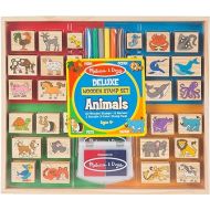 Melissa & Doug Deluxe Wooden Stamp Set: Animals - 30 Stamps, 6 Markers, 2 Stamp Pads - Kids Art Projects, With Washable Ink, Wooden Animal Stamps For Ages 4+