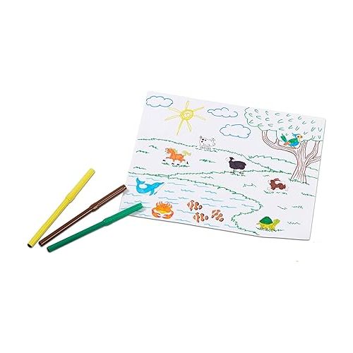  Melissa & Doug Deluxe Wooden Stamp Set: Animals - 30 Stamps, 6 Markers, 2 Stamp Pads - Kids Art Projects, With Washable Ink, Wooden Animal Stamps For Ages 4+