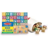 Melissa & Doug Deluxe ABC/123 1-Inch Blocks Set With Storage Pouch (50 pcs) - Letters And Numbers/ABC Classic Wooden Blocks For Toddlers And Kids Ages 2+