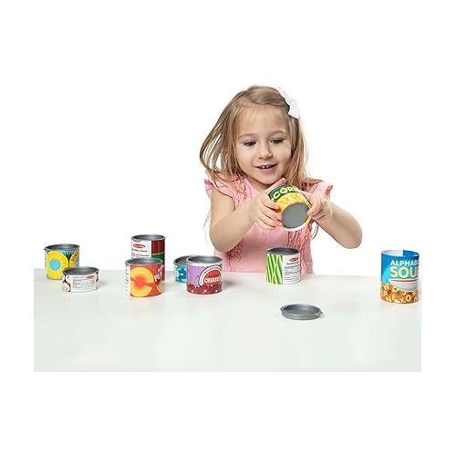  Melissa & Doug Let's Play House! Grocery Cans Play Food Kitchen Accessory ,3+ years- 10 Stackable Cans With Removable Lids
