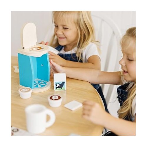  Melissa & Doug 11-Piece Coffee Set, Multi - Pretend Play Kitchen Accessories Kids Coffee Maker Play Set For Girls And Boys