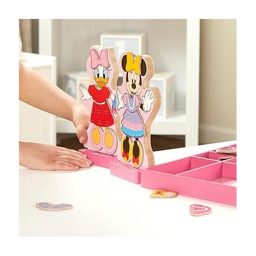  Melissa & Doug Disney Minnie Mouse and Daisy Duck Magnetic Dress-Up Wooden Doll Pretend Play Set (40+ pcs) - Toys, Dress Up Dolls For Preschoolers And Kids Ages 3+, Pink