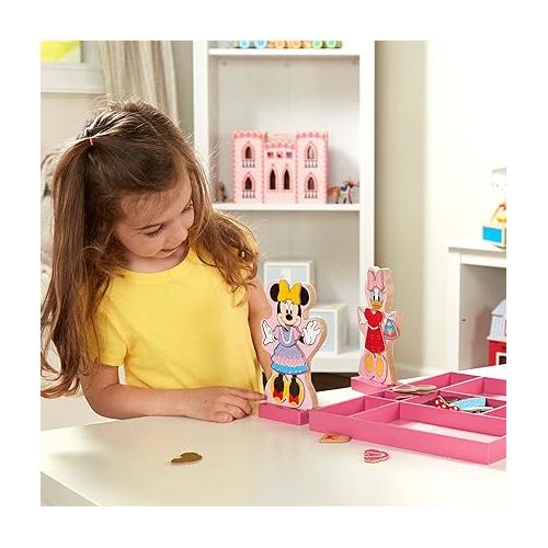  Melissa & Doug Disney Minnie Mouse and Daisy Duck Magnetic Dress-Up Wooden Doll Pretend Play Set (40+ pcs) - Toys, Dress Up Dolls For Preschoolers And Kids Ages 3+, Pink