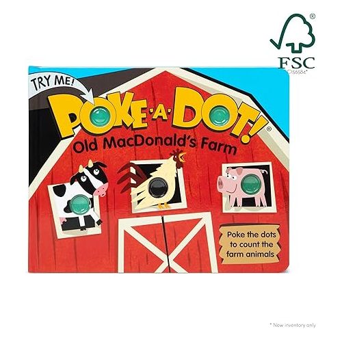  Melissa & Doug Children's Book - Poke-a-Dot: Old MacDonald’s Farm (Board Book with Buttons to Pop) - FSC Certified