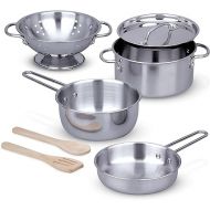 Melissa & Doug Stainless Steel Pots and Pans Pretend Play Kitchen Set for Kids (8 pcs) - Kids Kitchen Accessories Set, Toy Pots And Pans For Kids Kitchen, Cooking Toys For Kids Ages 3+