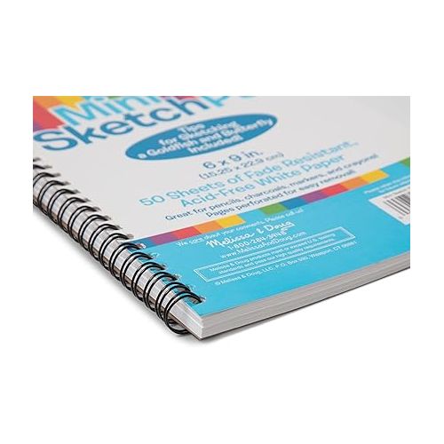  Melissa & Doug Mini Sketch Pad of Paper (6 x 9 inches) - 50 Sheets, 3-Pack - Drawing Paper, Drawing And Coloring Pad For Kids, Art Paper For Kids