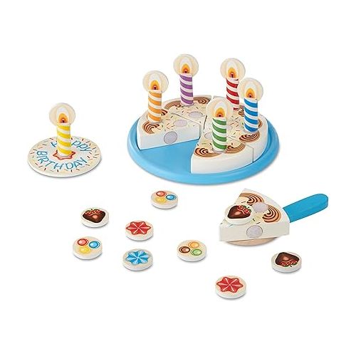  Melissa & Doug Birthday Party Cake - Wooden Play Food With Mix-n-Match Toppings and 7 Candles