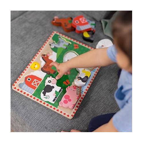  Melissa & Doug Farm Wooden Chunky Puzzle (8 pcs) - FSC Certified