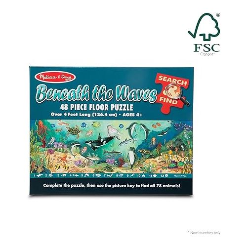  Melissa & Doug Search and Find Beneath the Waves Floor Puzzle (48 pcs, over 4 feet long) - FSC Certified