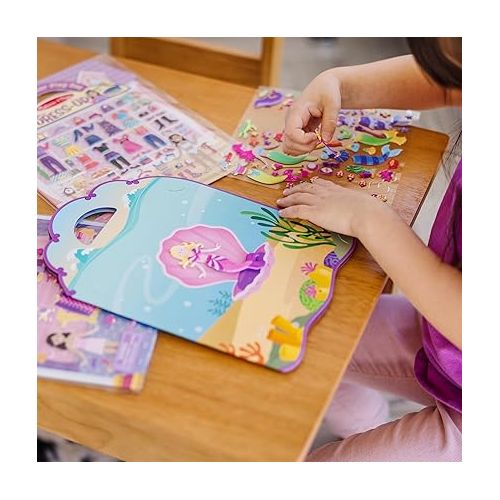  Melissa & Doug Puffy Sticker Activity Books Set: Dress-Up, Princess, Mermaid - 208 Reusable Stickers - FSC Certified