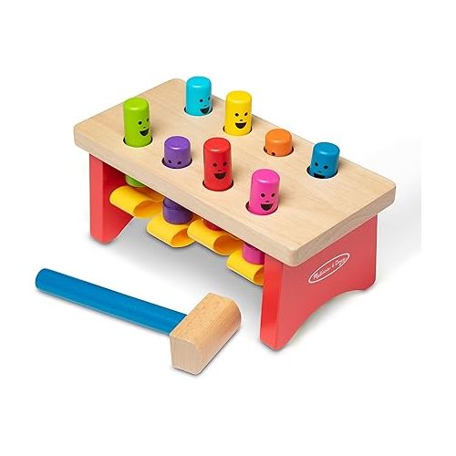  Melissa & Doug Deluxe Pounding Bench Wooden Toy With Mallet - STEAM Toddler Toy