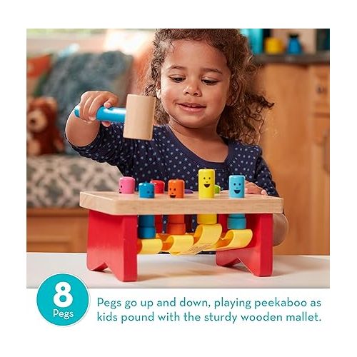  Melissa & Doug Deluxe Pounding Bench Wooden Toy With Mallet - STEAM Toddler Toy