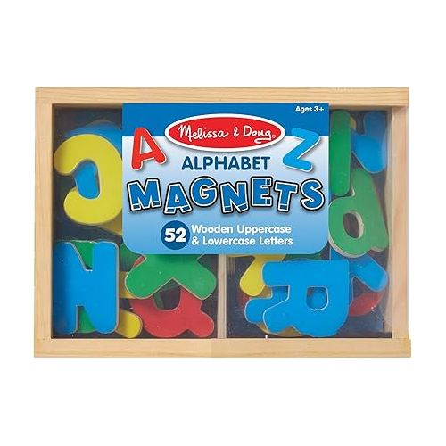  Melissa & Doug 52 Wooden Alphabet Magnets in a Box - Uppercase and Lowercase Letters - FSC Certified