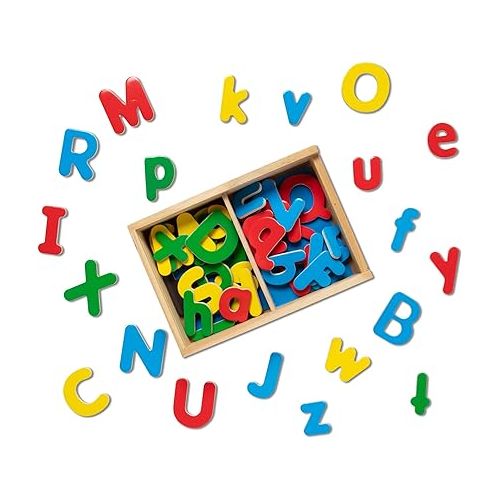  Melissa & Doug 52 Wooden Alphabet Magnets in a Box - Uppercase and Lowercase Letters - FSC Certified