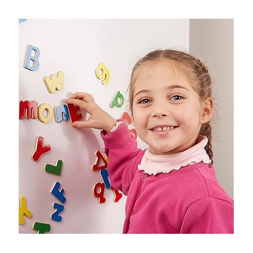  Melissa & Doug 52 Wooden Alphabet Magnets in a Box - Uppercase and Lowercase Letters - FSC Certified