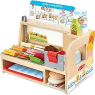 Melissa & Doug Wooden Slice & Stack Sandwich Counter with Deli Slicer ? 56-Piece Pretend Play Wooden Food Toys, Kitchen Food Set For Toddlers And Kids Ages 3+