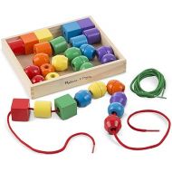 Melissa & Doug Primary Lacing Beads - Educational Toy With 30 Wooden Beads and 2 Laces - Beads For Toddlers, Fine Motor Skills Lacing Toys For Toddlers And Kids Ages 3+, 8inx8inx2in, Multi