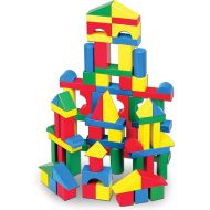 Melissa & Doug Wooden Building Blocks Set - 100 Blocks in 4 Colors and 9 Shapes - FSC Certified