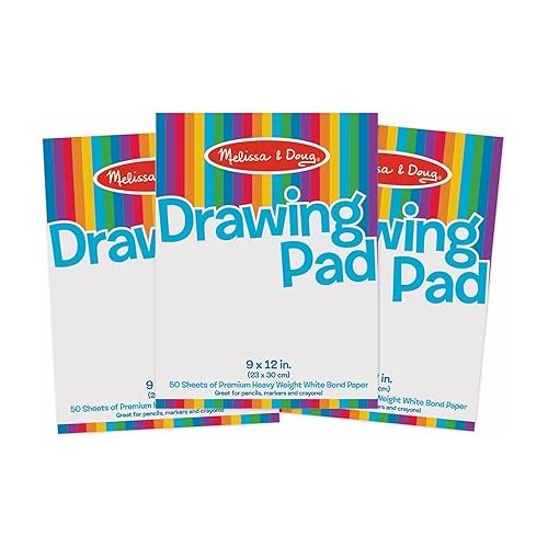  Melissa & Doug Drawing Paper Pad (9 x 12 inches) - 50 Sheets, 3-Pack - FSC Certified