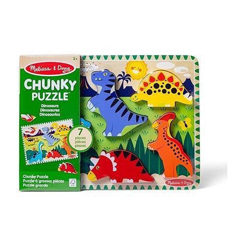  Melissa & Doug Dinosaur Wooden Chunky Puzzle (7 pcs) - FSC Certified