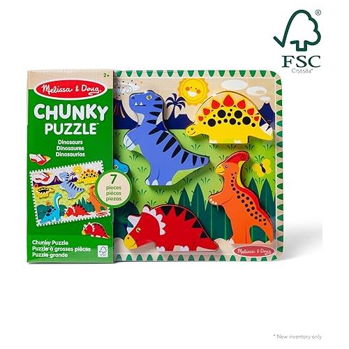  Melissa & Doug Dinosaur Wooden Chunky Puzzle (7 pcs) - FSC Certified