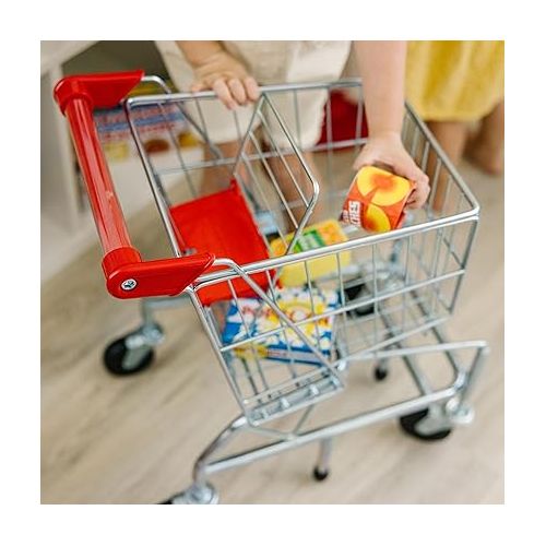  Melissa & Doug Toy Shopping Cart With Sturdy Metal Frame - Toddler Shopping Cart, Pretend Grocery Cart, Supermarket Pretend Play Shopping Cart For Kids Ages 3+