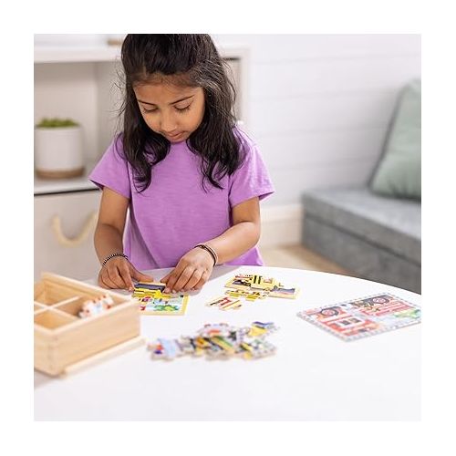  Melissa & Doug Vehicles 4-in-1 Wooden Jigsaw Puzzles in a Storage Box (48 pcs) - FSC Certified