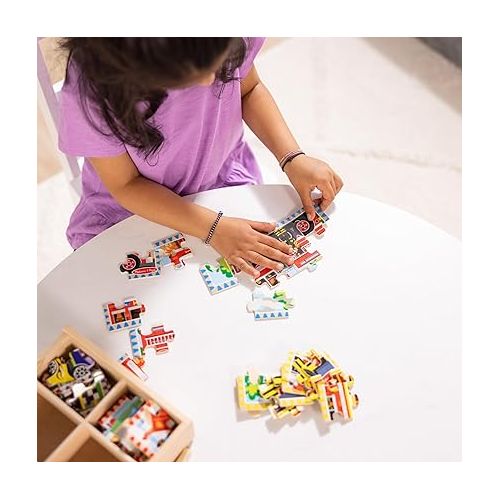  Melissa & Doug Vehicles 4-in-1 Wooden Jigsaw Puzzles in a Storage Box (48 pcs) - FSC Certified